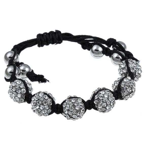 Bracelet Ajustable en Macramé de Cristal Pave en Argent