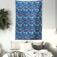 thumbnail image 3 of Burnt Orange Tapestry, Wild Woodland Mushrooms in Grunge Style Pattern Bicolour Design, Wall Hanging for Bedroom Living Room Dorm Decor, 60W X 80L Inches, Dark Sky Blue and Orange, by Ambesonne, 3 of 5
