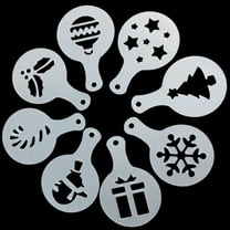 HAMPPLIES 8Pcs Christmas Cookie Stencils Food Grade Plastic Baking Mold for Cake Decoration Stencils 5.1x3.3x0.04in