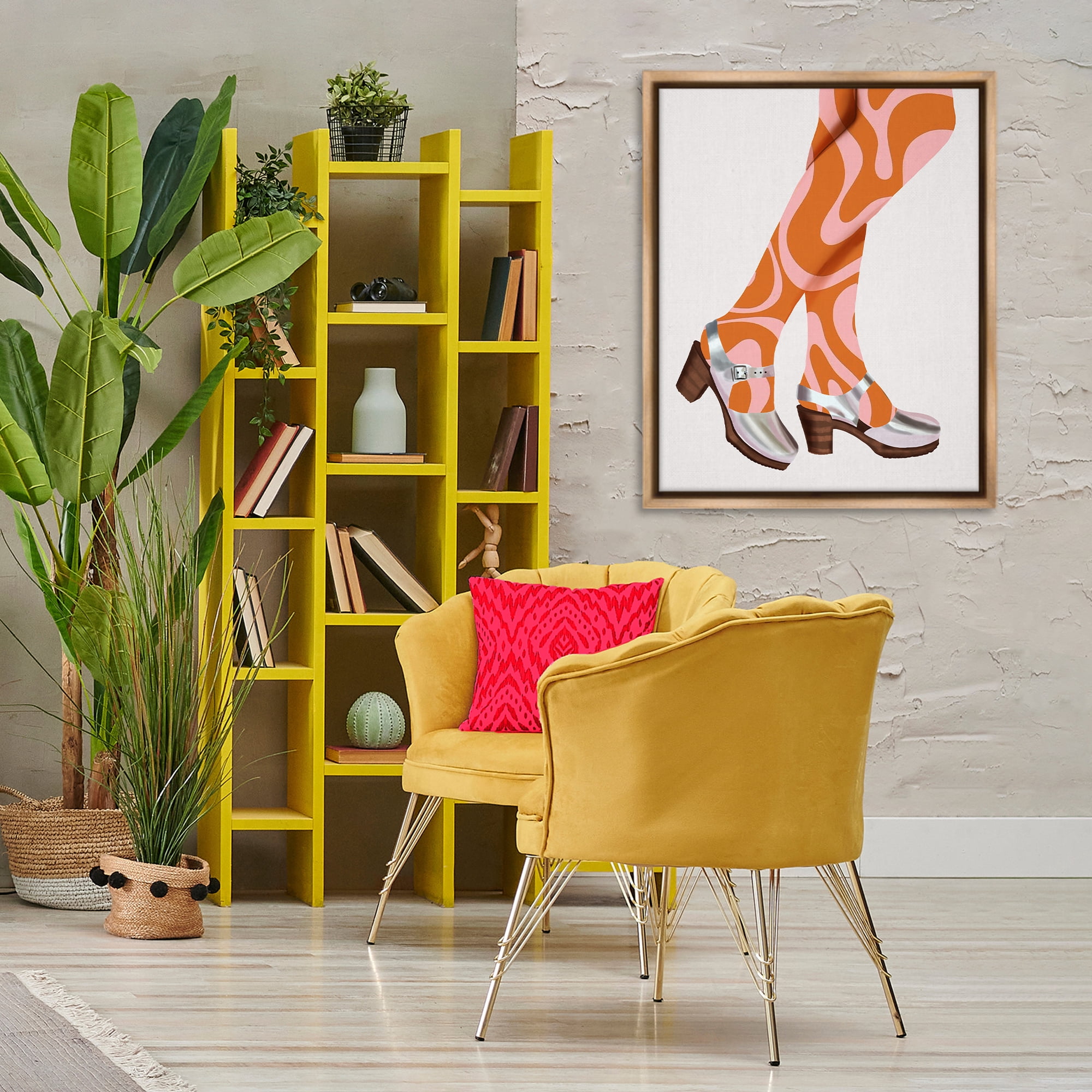 Stupell Industries Groovy Fashion Legs People Painting Brown Floater Framed Canvas Art Print Wall Art, 25 x 31