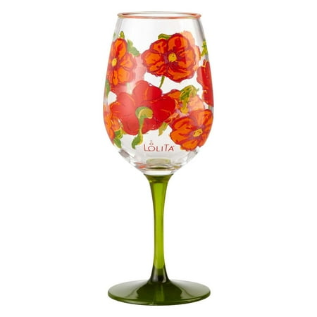 Lolita Best of the Bunch Poppy Acrylic Wine Glass, Set of 2