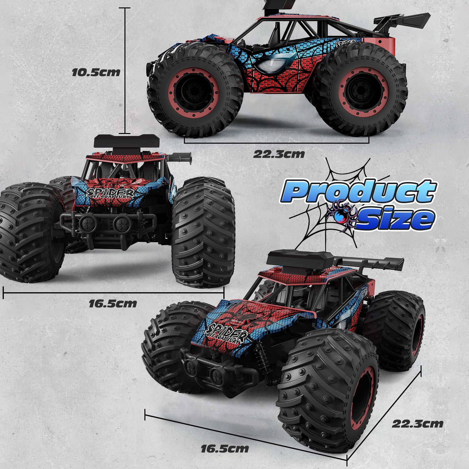 Teonock RC Truck Remote Control Car for Kids, 1:20 Scale off Road 2WD RC Cars with LED Lights, 50 Min Run Time, 2.4GHz All Terrain Toy Vehicle Gifts