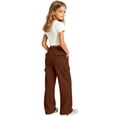 thumbnail image 6 of LRen Girls Sweatpants Kids Cargo Pants Preppy Wide Leg Baggy Sweat Pants Teen Joggers Casual Preppy Back To School Trousers with Pockets 5-14 Years, 6 of 10