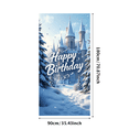 thumbnail image 4 of LUUFILx Happy Birthday Winter Wonderland Castle Background Backdrop Banner Party Decorations Supplies Photography Props Festive Celebration Decor Snowflake, 4 of 7