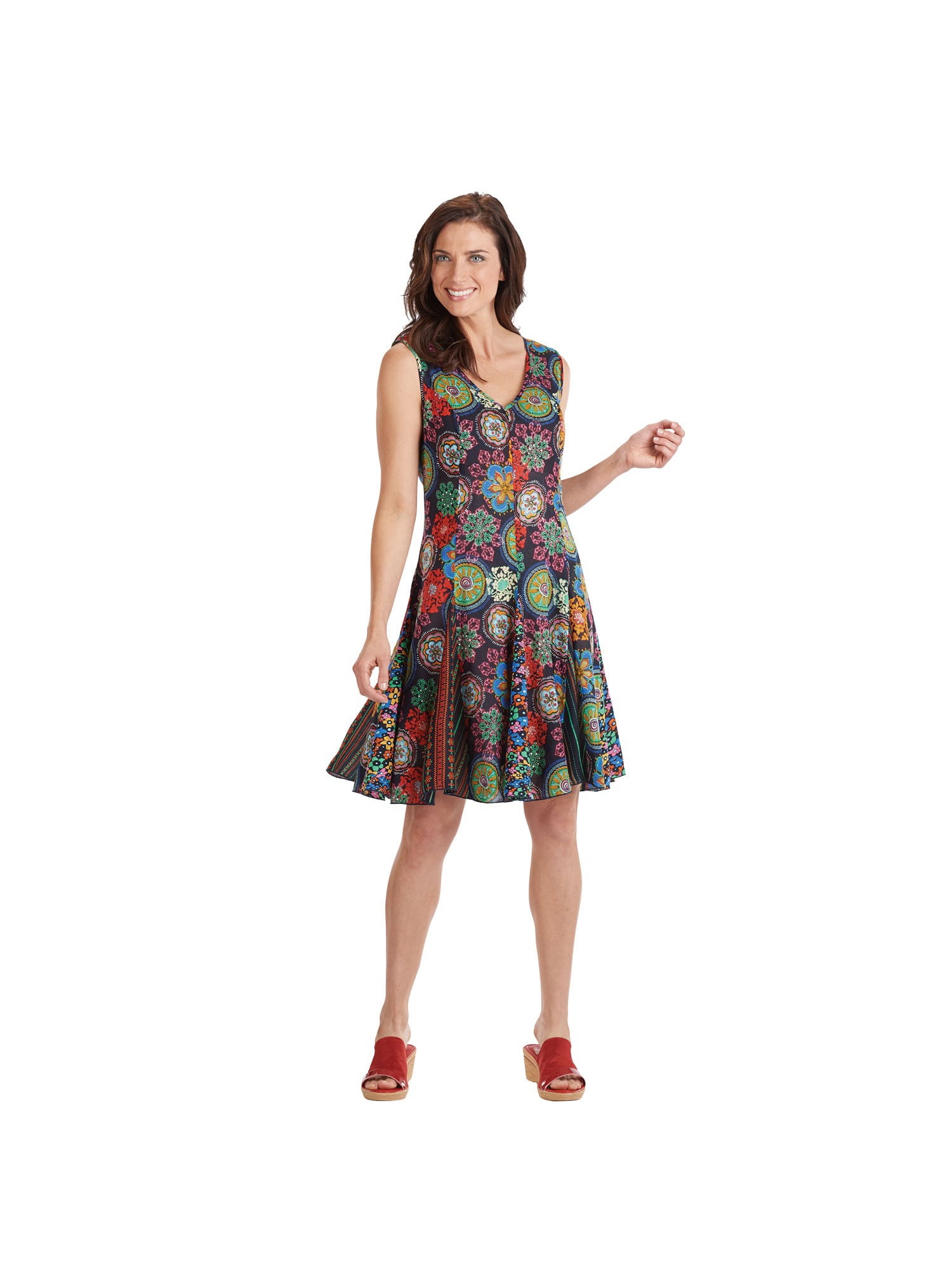 Catalog Classics Sleeveless Sundress Knee Length VNeckline with