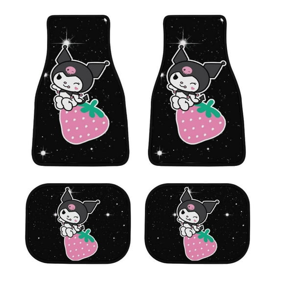 Kuromi Car Floor Mats 4PC Set Anti Skid Vehicle Floor Mat Car Carpet for Front Rear Seats Universal Auto Interior Accessories