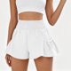thumbnail image 3 of Shorts Holgados para Mujer con Cintura Elástica Fruncida, Shorts de Pierna Ancha para Verano, Casuales, Transpirables, para Entrenamiento, Correr y Yoga, con Bolsillos, Blanco, S, 3 of 7
