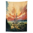 thumbnail image 3 of Ambesonne Urban Tablecloth Rectangular Table Cover, Modern Harbor Cityscape, 52"x70", Multicolor, 3 of 4