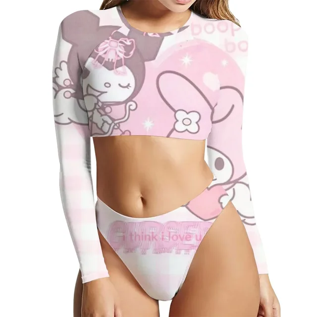 Hello Kitty Anime Print Sexy Slim Split Bikini Swimsuit for Women