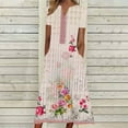 thumbnail image 2 of Summer Saving Wycnly Summer Dresses for Women Beach Boho Fashion Pocket Plus Size Swing Tunic Long Sundresses 2024 Short Sleeve V-Neck Floral Print Maxi Formal Dress White XL, 2 of 5