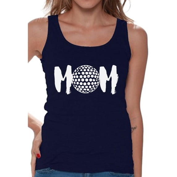 Women's Golf MOM Golfing Graphic Tank Tops White Sport Mom's Gift Mother's Day
