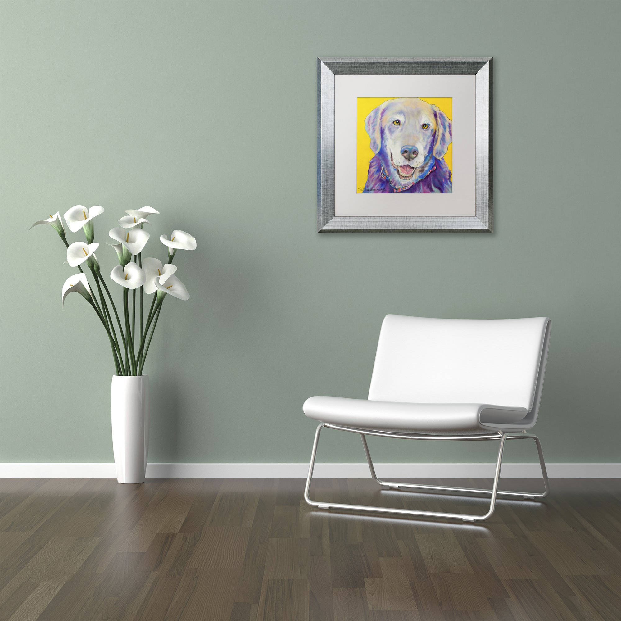 Trademark Fine Art "Willie" Canvas Art by Pat Saunders-White, White Matte, Silver Frame