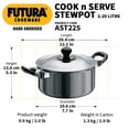 thumbnail image 3 of Futura Black Aluminium Cook N Serve Stewpot 2.25 Liters | Hard Anodised Sauce Pan With Stainless Steel Lid, Cooking Pot With Two Handles (AST225), 3 of 4
