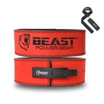 Beast Power Gear Weight Lifting Belt with Free Strap - 4 Inches Wide 10MM 13MM Lever Belt Weightlifting with Lever Buckle