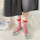 thumbnail image 5 of Nvzi Calcetines de mujer de media caña con bloques de color, 3 pares de calcetines casuales de algodón puro, cálidos y de talla única, gruesos, de cuello redondo, adecuados para el invierno., 5 of 5