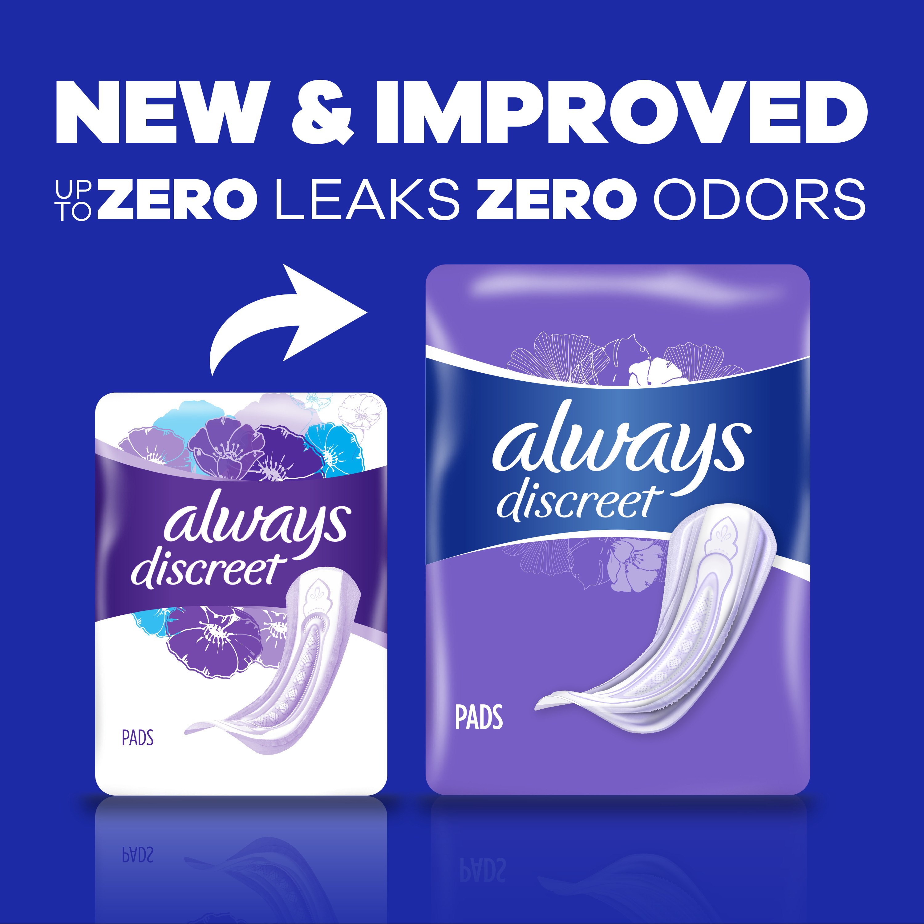 Always Discreet Incontinence Pads, Ultimate Extra Protect Absorbency, Regular Length, 42 CT - image 2 of 12