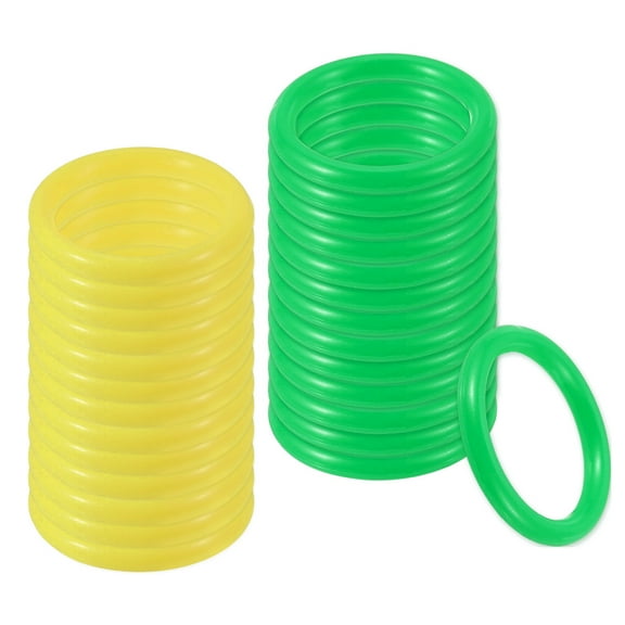 Uxcell Plastic Ring-Toss Rings for Bottles Carnival Rings Plastic Hoops 2 Inch Yellow/Green 60 Pcs