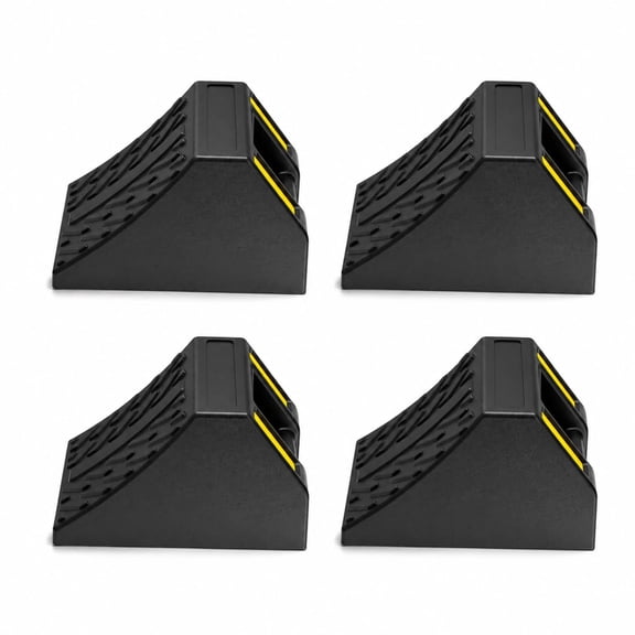 Heavy Duty Rubber Wheel Chocks 4-Pack, 10" L x 7" W x 6" H, Non-Slip Tire Stoppers Prevents Rolling for RVs, Trailers, Trucks, Cars & Campers