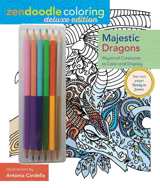 Zendoodle Coloring: Majestic Dragons : Deluxe Edition with Pencils ...