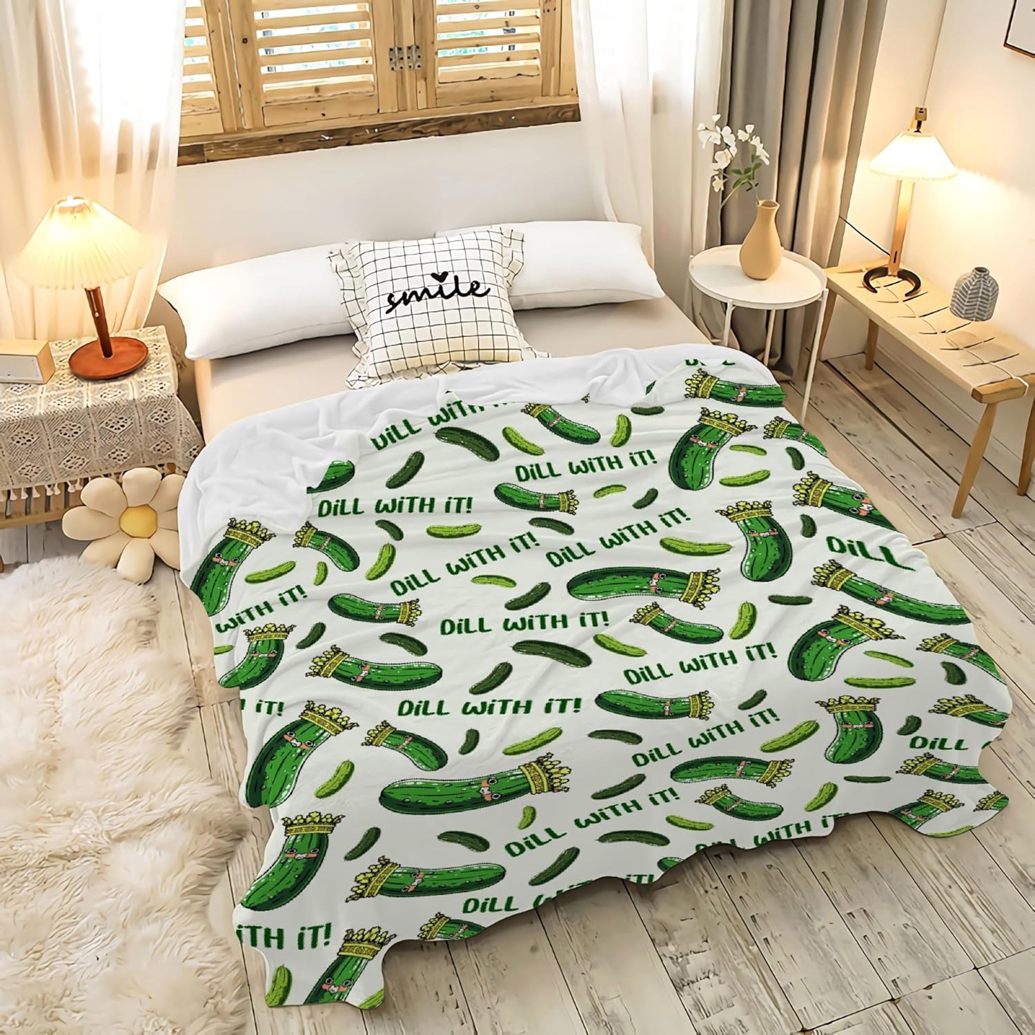 Dill Pickle Blanket Funny Gift for Girl Women - Pickles Gift for Pickles Lover - Fleece Throws Food Lightweight Sheet Super Soft Toddler Kid Flannel Blankets for for Bed/Sofa -30"x40" Inches