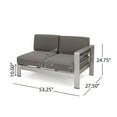 thumbnail image 3 of Noble House Cape Coral 6 Piece Outdoor Aluminum Conversation Set in Dark Gray, 3 of 7