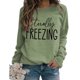 thumbnail image 1 of Jersey de manga larga con cuello redondo, sudadera holgada informal de fibra de poliéster de color sólido para mujer, verde oliva L, 1 of 5