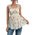 thumbnail image 2 of Women'S Maternity Tank Tops Floral Babydoll Top Square Neck Smocked Peplum Blouse Shirts Color M, 2 of 8