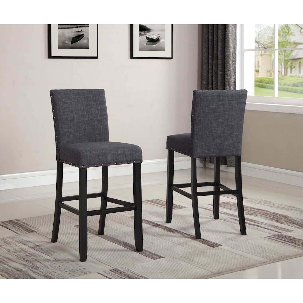 Roundhill Furniture Biony Bar Stool, Gray, Set of 2