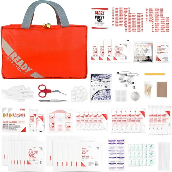 Ready First Aid - Trousses de Premiers Soins pour le Camping, la Randonnée, le Backpacking, les Voyages, le Véhicule, Plein Air - Trousse Essentielle de Préparation aux Urgences et de Sécurité (Advanced Care 300)