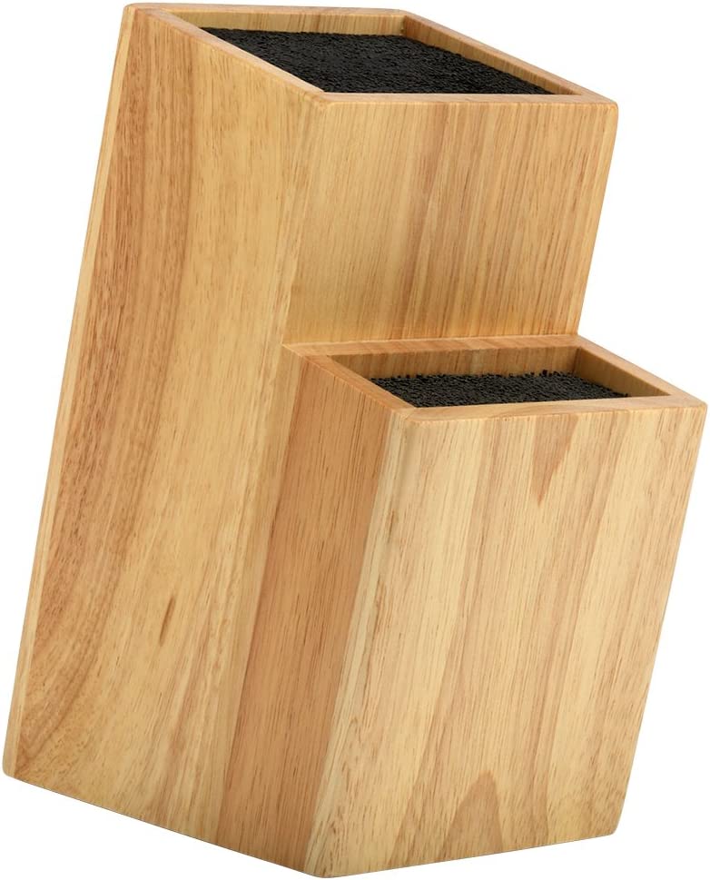 Mantello Wood TwoTiered Universal Bamboo Knife Block Slotless Wooden