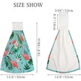 thumbnail image 2 of Hanging Towels 2 Pcs, Dish Towels Flamingo Flower Leaf Absorbent Hand Towels with Hanging Loop Washcloth for Bathroom Kitchen, 2 of 6