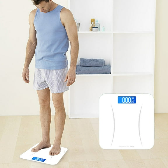 PPLoney Rechargeable Electronic Fitness Scale with Luminous Display – Accurate Body Weight Measurement and Convenient USB Charging, Premium Tempered Glass Design (White)