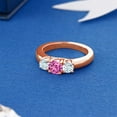 thumbnail image 4 of Gem Stone King 1.05 Ct Pink Created Sapphire Sky Blue Aquamarine 18K Rose Gold Plated Silver Classic 3-Stone Ring for Women (Size 5), 4 of 4