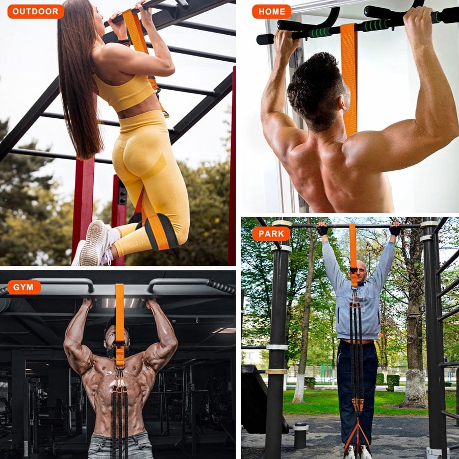 YA YATECH 5 Pack Pull Up Assist Bands Set, Adjustable 225 lbs Heavy Duty Resistance Bands with Knee Foot Support for Home Gym Strength Training