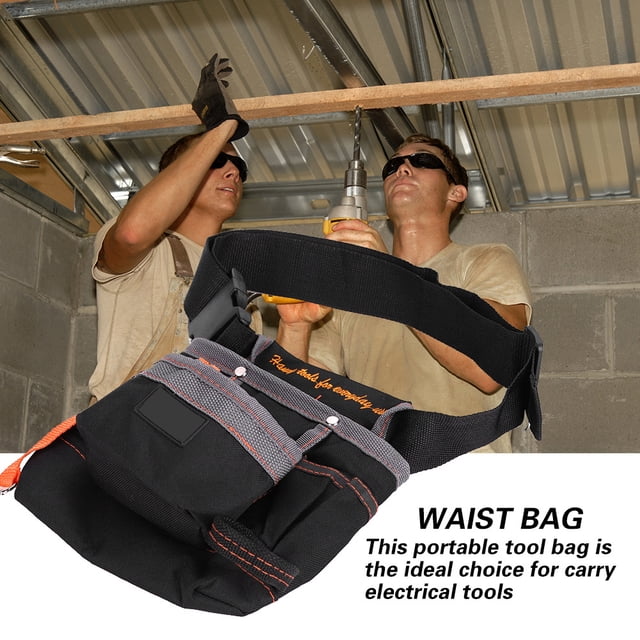 Bolsa De Cintura ANGGREK 8 Bolsillos Herramientas Estructural Resistente Al Desgaste Negro