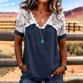 thumbnail image 2 of Fewfanhot Womens Tops Trendy Lace Basic V-Neck T-Shirts Short Sleeve Loose Fitting Tunic Tank Tops, 2 of 7