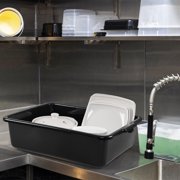 Aninhao 32 Liter Black Commercial Bus Tub, Extra Large Plastic Bus Box, 4 Pack