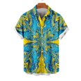thumbnail image 4 of Fengqque Men's Fashion Casual Printed Pocket Button Short Sleeve Lapel Loose Beach Vacation Top Shirt Yellow XXXXXL(XXXXXL), 4 of 6