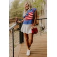 thumbnail image 6 of Sky Blue Flag Graphic Short Sleeve Sweater – Casual Summer Top for Women, Perfect for Daily Wear, XL, 6 of 13