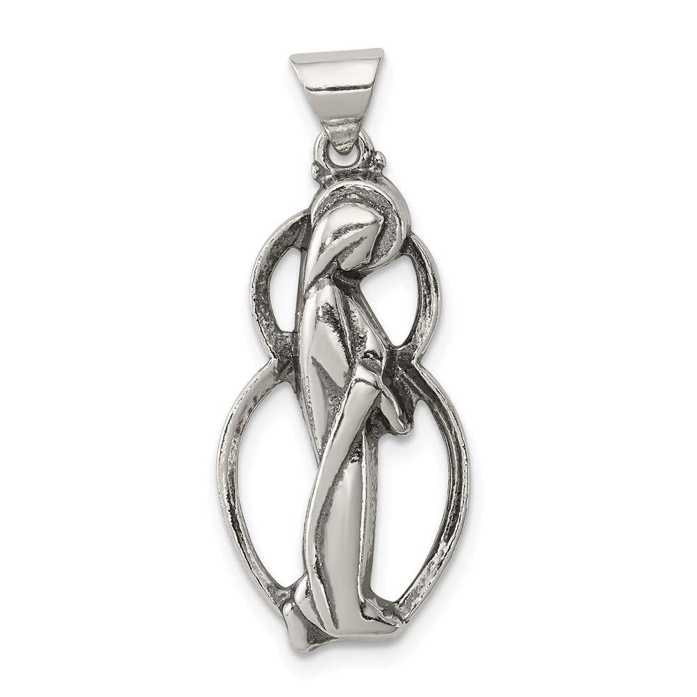 925 Sterling Silver Antiqued Blessed Mary Charm