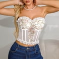 thumbnail image 2 of Lovskoo Bustier Tops for Women 2024 Underwired Camisoles Ladies Trendy Sleepwear Flower Embroidery Girdle Suspender Corset French Retro Sun-Top Top White, 2 of 8