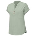 thumbnail image 7 of Green Women's Short Sleeve T-shirt, Women'S Fashion Casual V Neck Button Down Short Sleeve Top T Shirt,Women's Short sleeve T-shirt L, 7 of 7