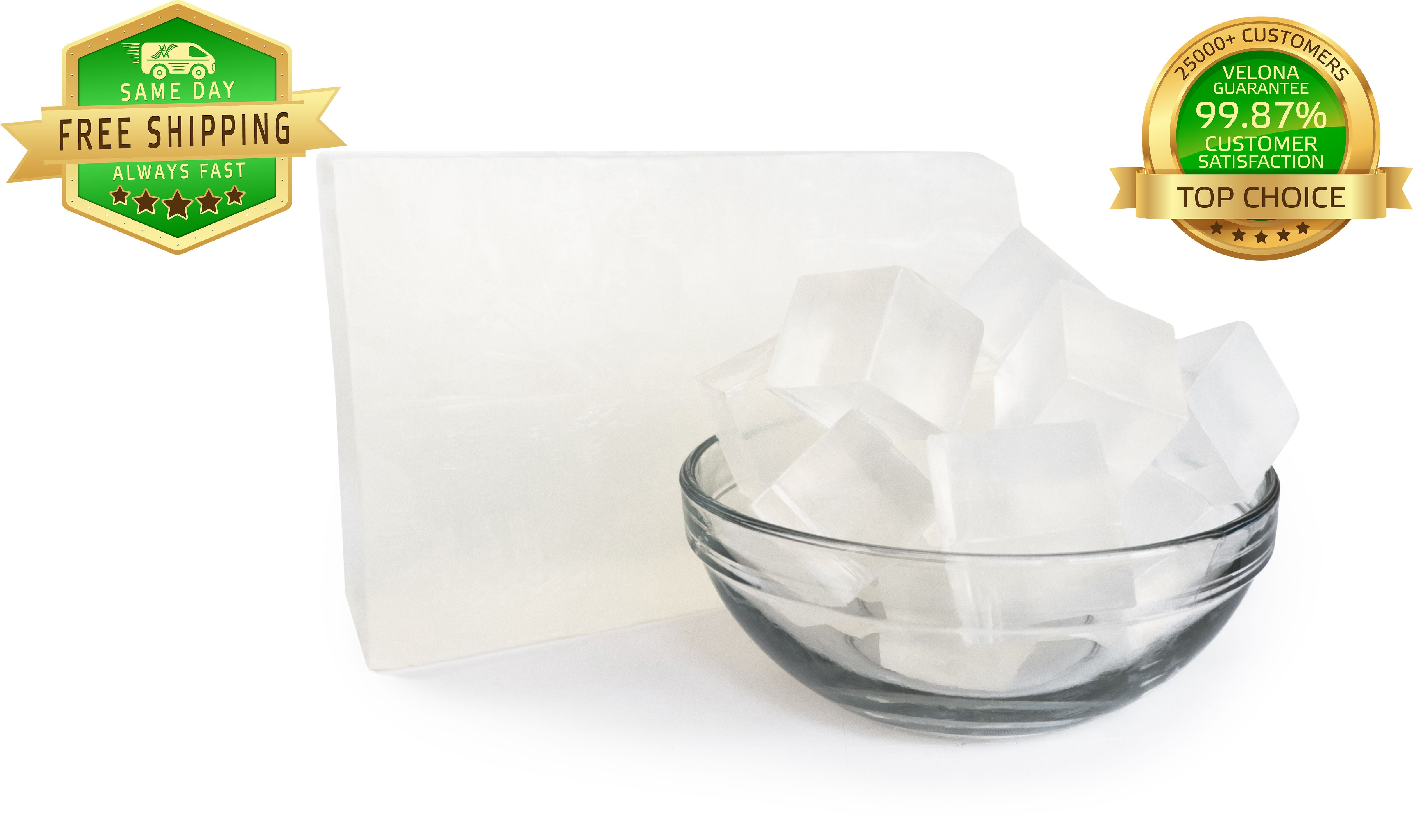 100 ORGANIC ULTRA CLEAR TRANSPARENT GLYCERIN Soap Base by Velona