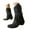 Black, variant on UngA Womens Leather Cowboy Boots Cowboy Boots For Women Chunky Heel Pointed Toe Cowgirl Boots Mid Calf Western Embroidery Boots Black,7