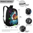thumbnail image 5 of Uorisanigo Pizza Shark Backpack School Bags for Kids Children, Large Capacity Elementary School Bag Travel Backpacks Preschool Casual Daypack with Adjustable Padded Straps(17 inch), 5 of 6