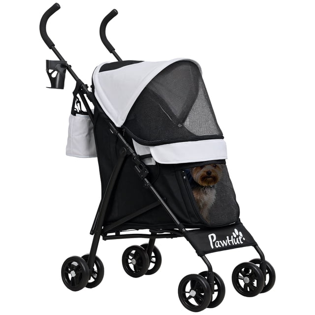 PawHut Pet stroller for Miniature Dogs, Foldable Dog Stroller, Light Grey