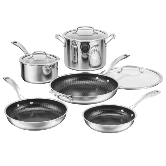 Cuisinart FusionPlus Nonstick Stainless Steel Cookware Set with Lids, 8-Piece