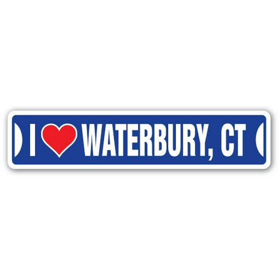 I LOVE WATERBURY CONNECTICUT Street Sign ct city state us wall road décor gift