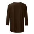 thumbnail image 4 of VSSSJ Casual Blouses for Women Solid Color Classic Versatile Dressy Breathable Tee Tops 3/4 Sleeve Comfy Soft Crew Neck Loose T-Shirts Brown XXXXXL, 4 of 5