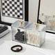 thumbnail image 5 of Caja transparente para guardar hisopos de algodón | Organizador de hisopos con asa de trébol de cuatro hojas | Estuche de escritorio para cosméticos, discos de maquillaje, labiales y gomas para el, 5 of 7